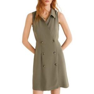 Mango, Size 6 (medium), Khaki Green Bowie Double-Breasted Shirtdress
